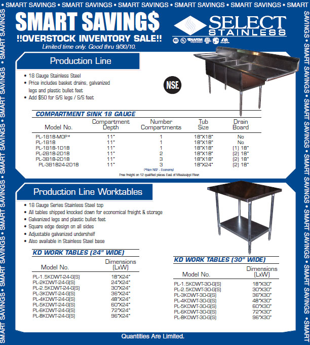 Select Stainless Overstock
