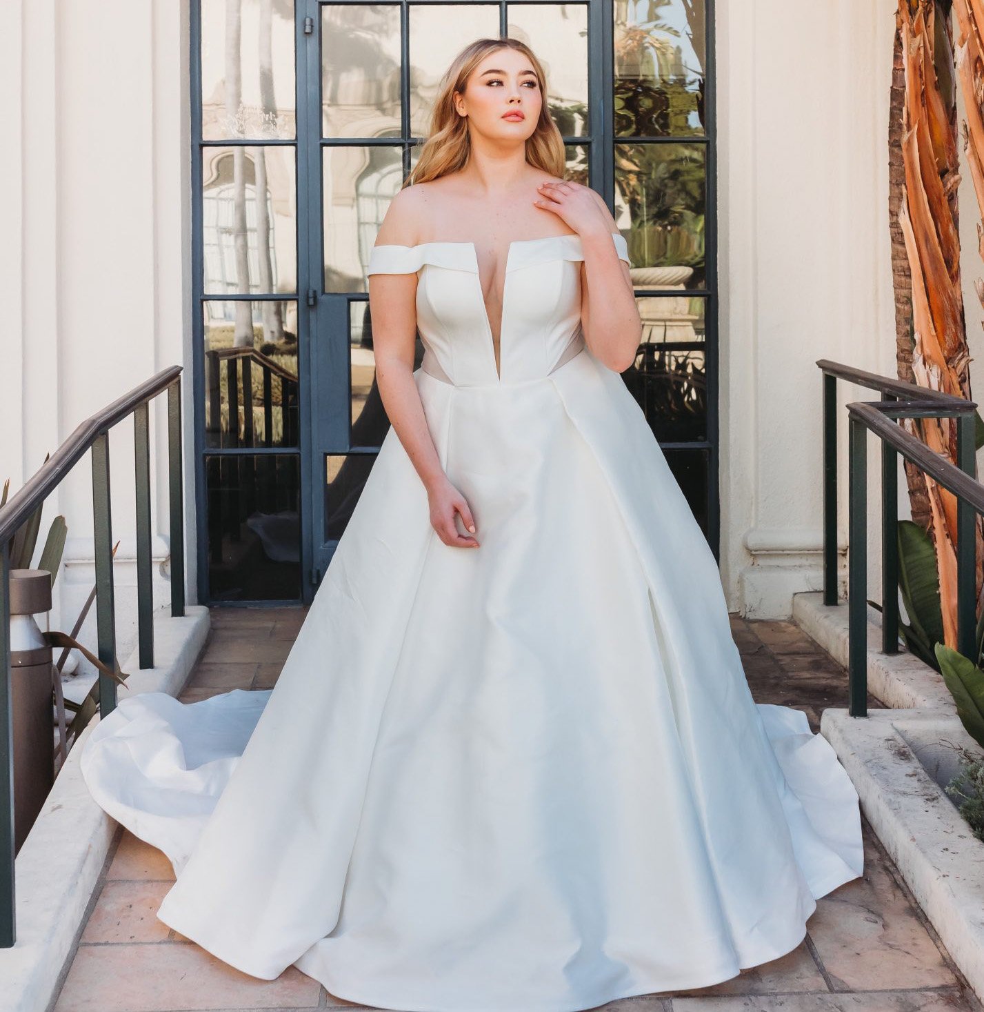 A bride wearing a wedding dress.